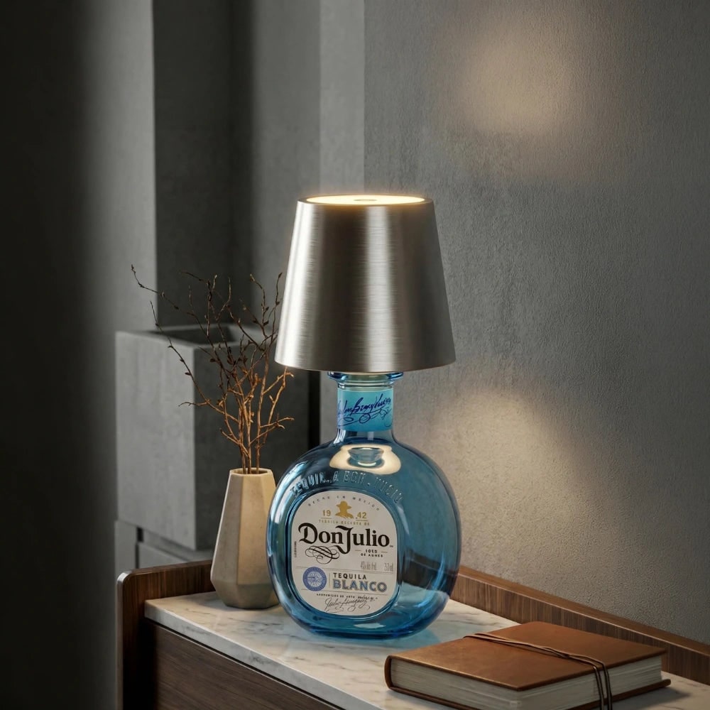 Table Lamp Cordless Bottle Rechargeable LED Metal Portable Design