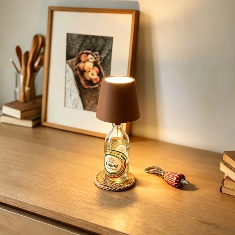 Table Lamp Cordless Bottle Rechargeable LED Metal Portable Design