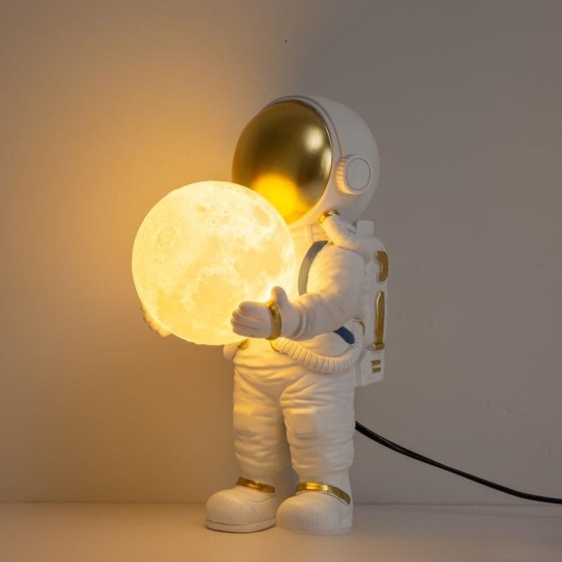 Table Lamp Mid Century Modern Touch Astronaut with Glowing Sphere for Bedroom Bedside Set Of 2