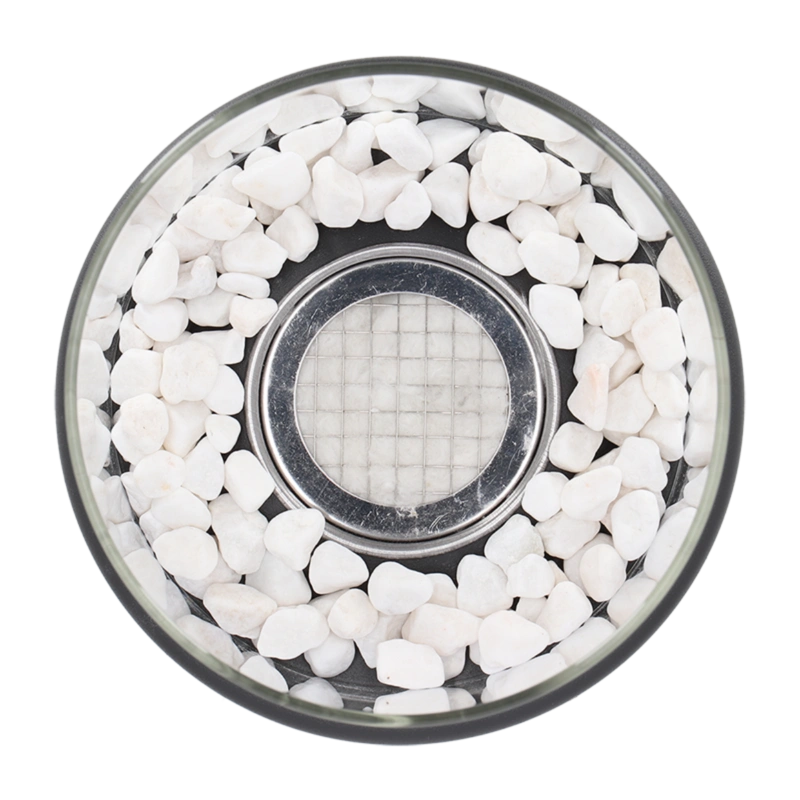 Tabletop Fire Pit Fireplace Bioethanol Glass Cylinder Pebbles Portable Ethanol