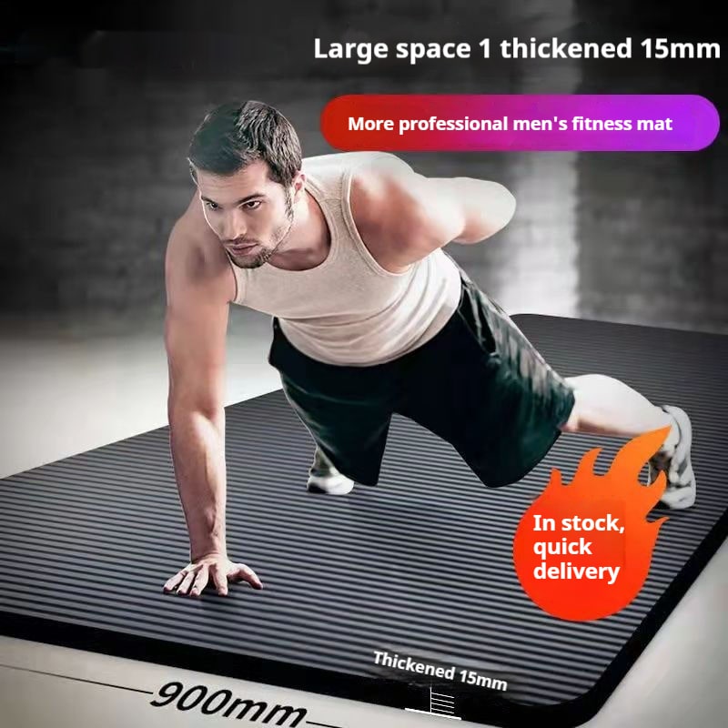 Thick Yoga and Exercise Mat with Cushioned Ribbed Texture for Fitness Pilates