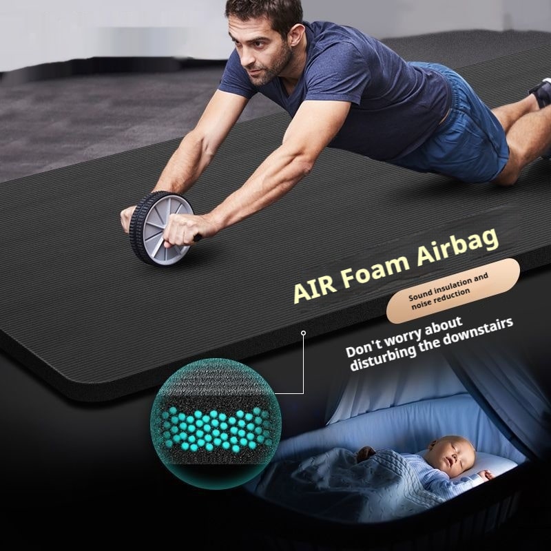 Thick Yoga and Exercise Mat with Cushioned Ribbed Texture for Fitness Pilates