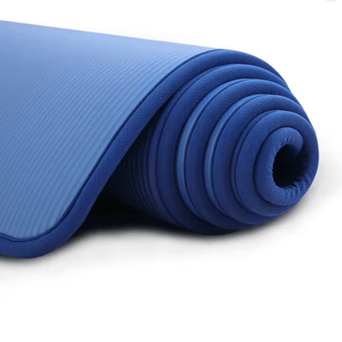 Thick Non-Slip Yoga Mat with Ribbed Surface and Fabric Border 10mm Cushioned Exercise