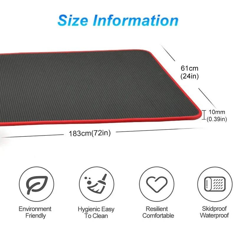 Thick Non-Slip Yoga Mat with Ribbed Surface and Fabric Border 10mm Cushioned Exercise