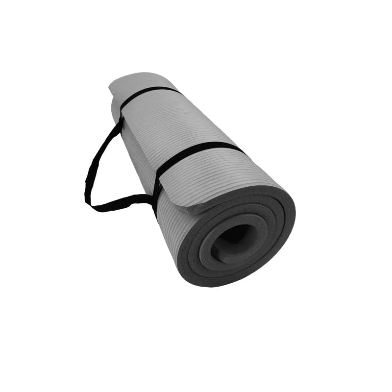 Thick Non-Slip Yoga Mat Exercise with Carrying Strap Ribbed Foam Fitness
