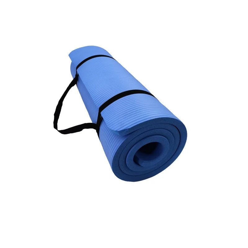 Thick Non-Slip Yoga Mat Exercise with Carrying Strap Ribbed Foam Fitness