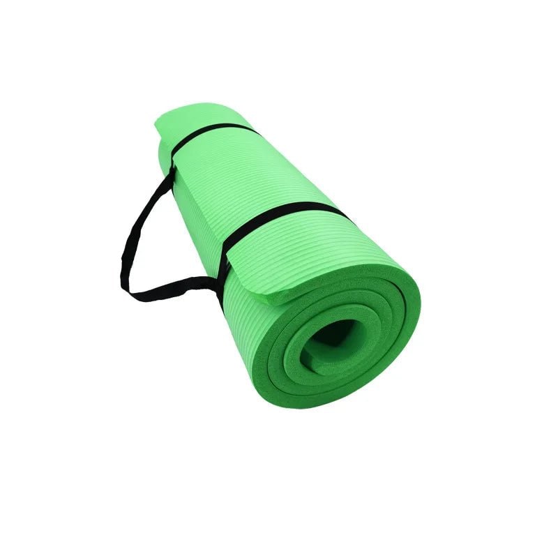 Thick Non-Slip Yoga Mat Exercise with Carrying Strap Ribbed Foam Fitness