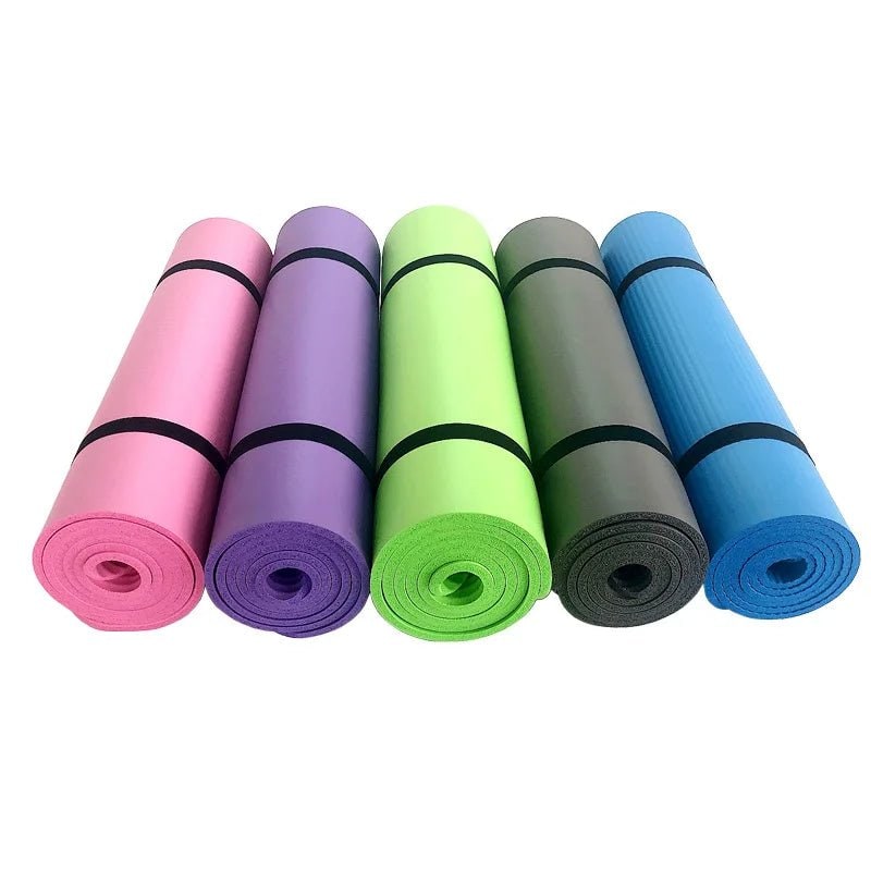 Thick Non-Slip Yoga Mat Exercise with Carrying Strap Ribbed Foam Fitness