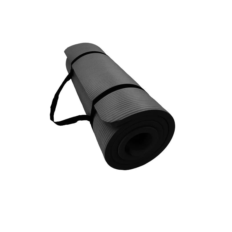 Thick Non-Slip Yoga Mat Exercise with Carrying Strap Ribbed Foam Fitness