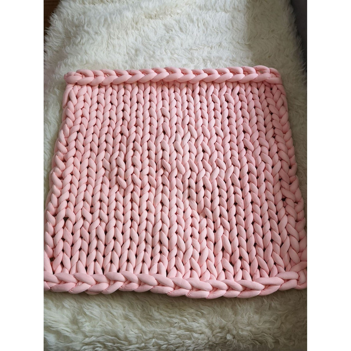 Throw Blanket Weighted Chunky Knit with Hand-Woven Texture and Braided Edges Woven