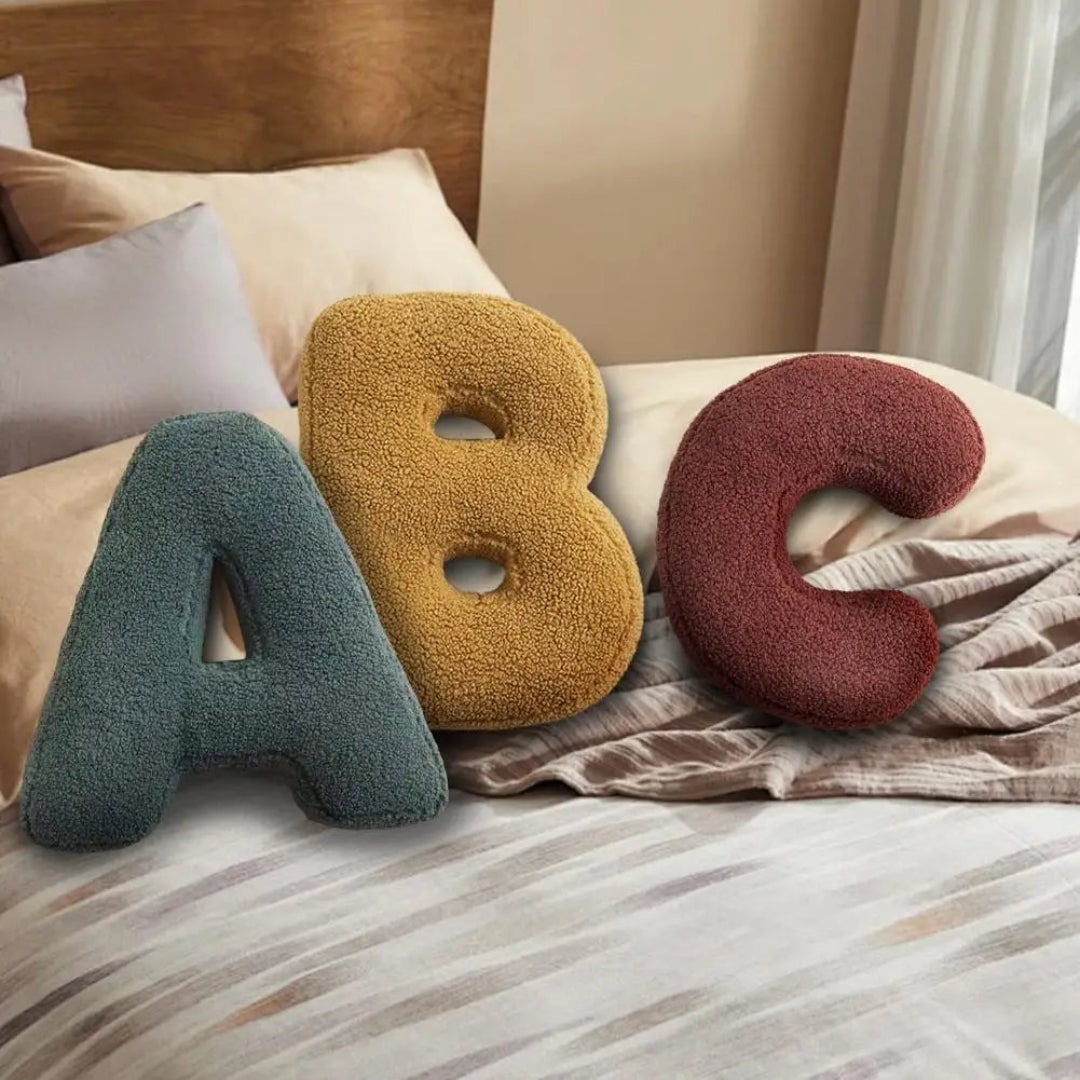 Alphabet Letter Throw Pillow with Sherpa Fabric and Plush Stuffed Design Personalized