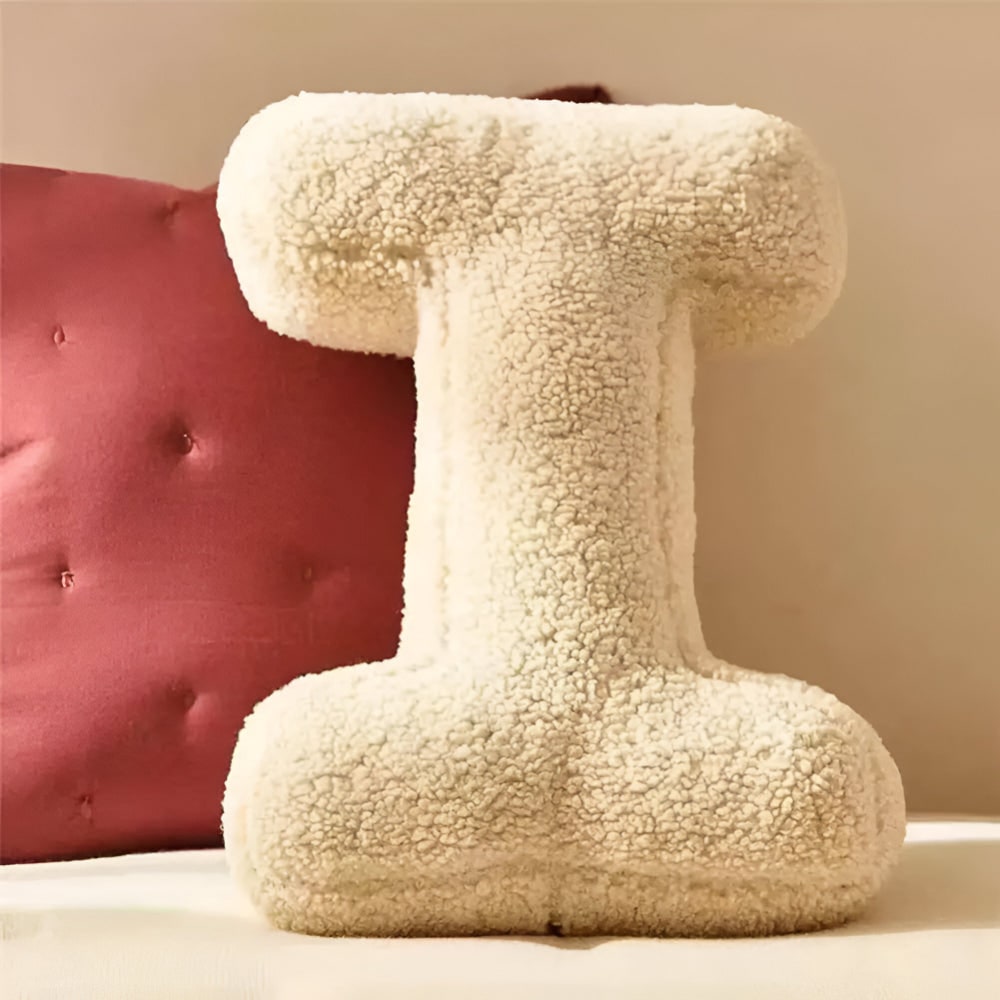 Alphabet Letter Throw Pillow with Sherpa Fabric and Plush Stuffed Design Personalized