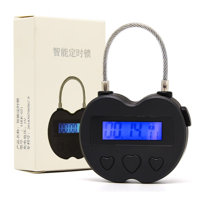 Timer Lock Padlock with Cable Shackle and Digital Countdown Display Lockable