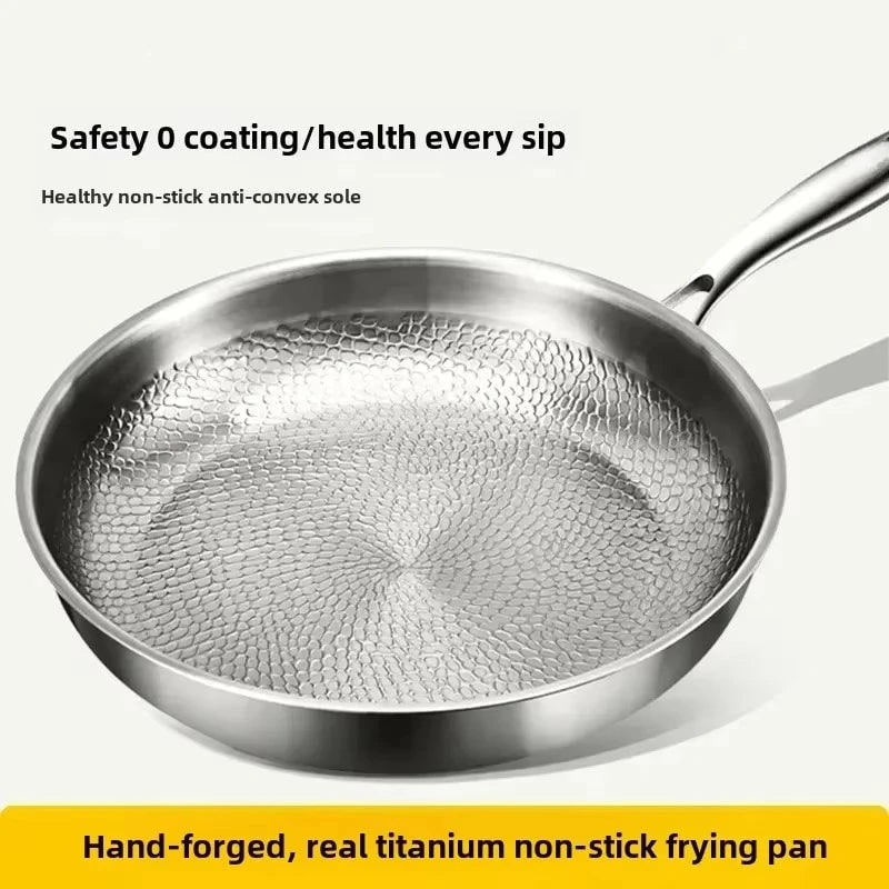 Titanium Non Stick Frying Pan Hammered Stainless Steel Induction Compatible Skillet