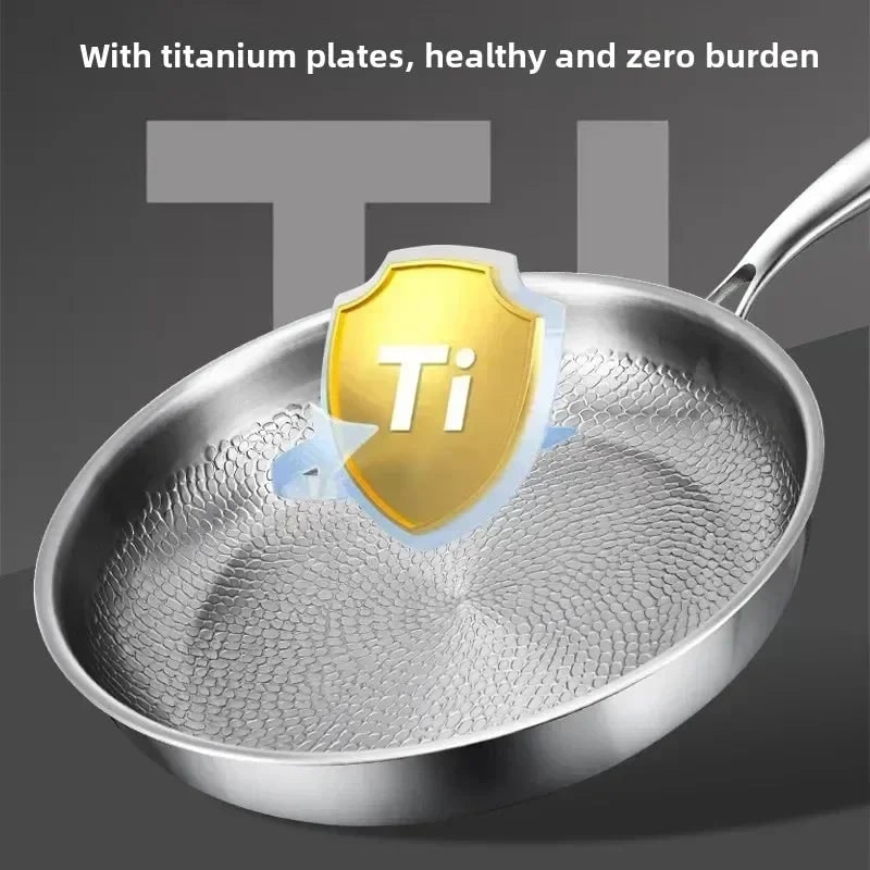 Titanium Non Stick Frying Pan Hammered Stainless Steel Induction Compatible Skillet