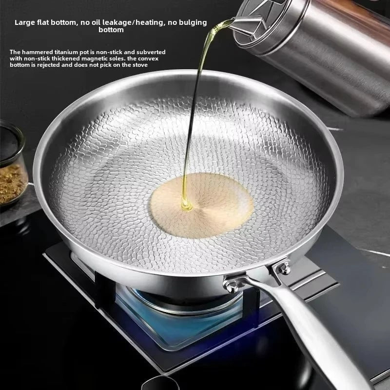 Titanium Non Stick Frying Pan Hammered Stainless Steel Induction Compatible Skillet