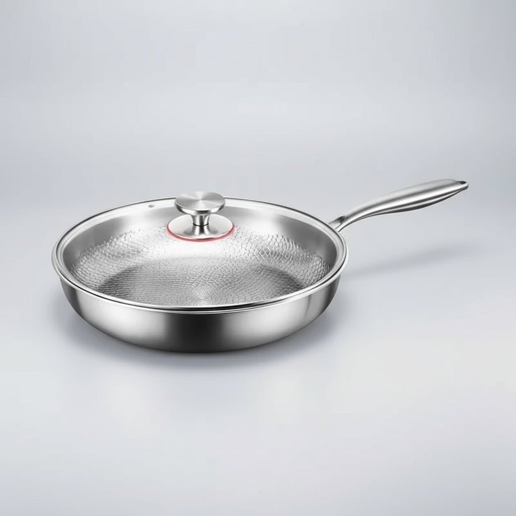 Titanium Non Stick Frying Pan Hammered Stainless Steel Induction Compatible Skillet
