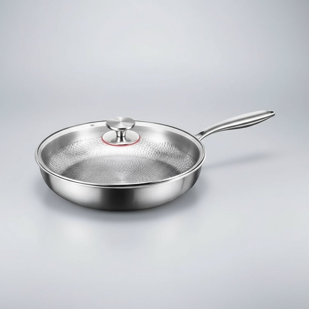 Titanium Non Stick Frying Pan Hammered Stainless Steel Induction Compatible Skillet