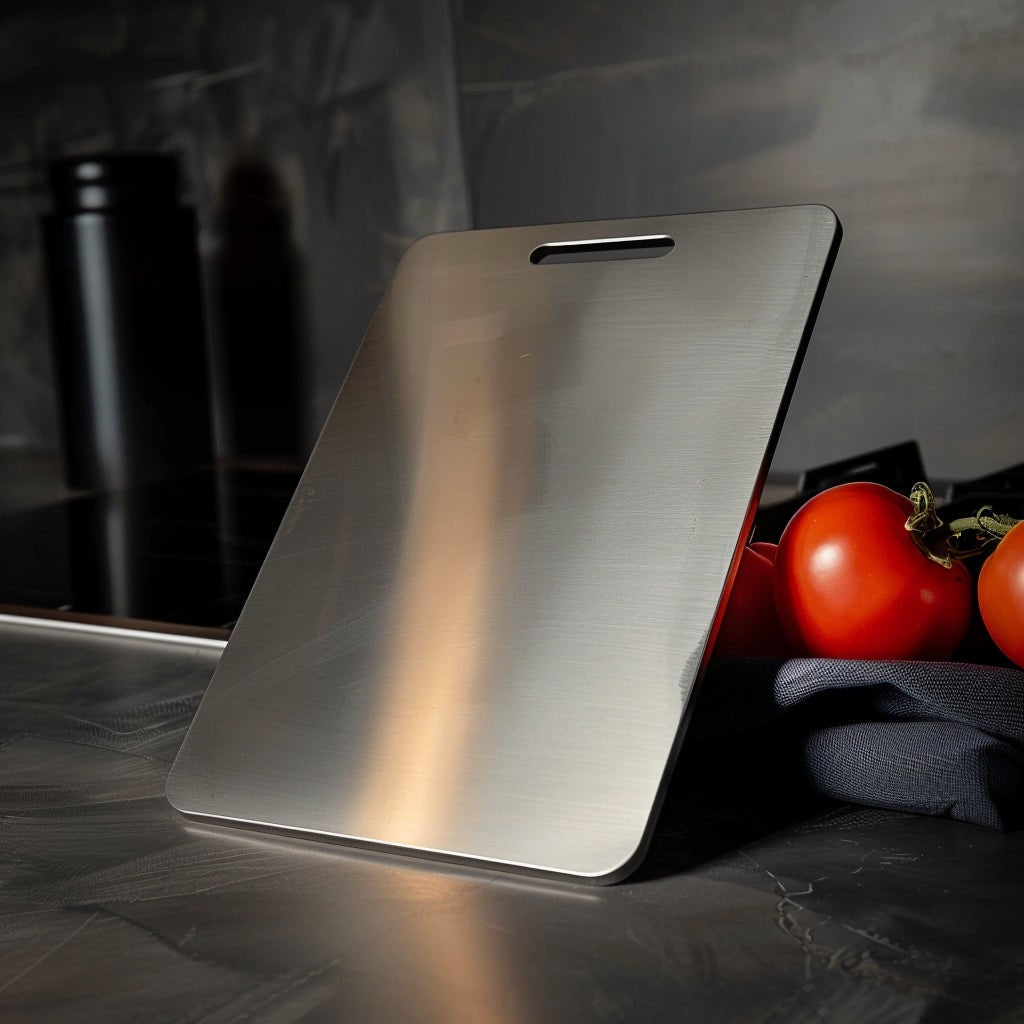 Titanium Stainless Steel Metal Cutting Board Antibacterial Rounded Handle Portable