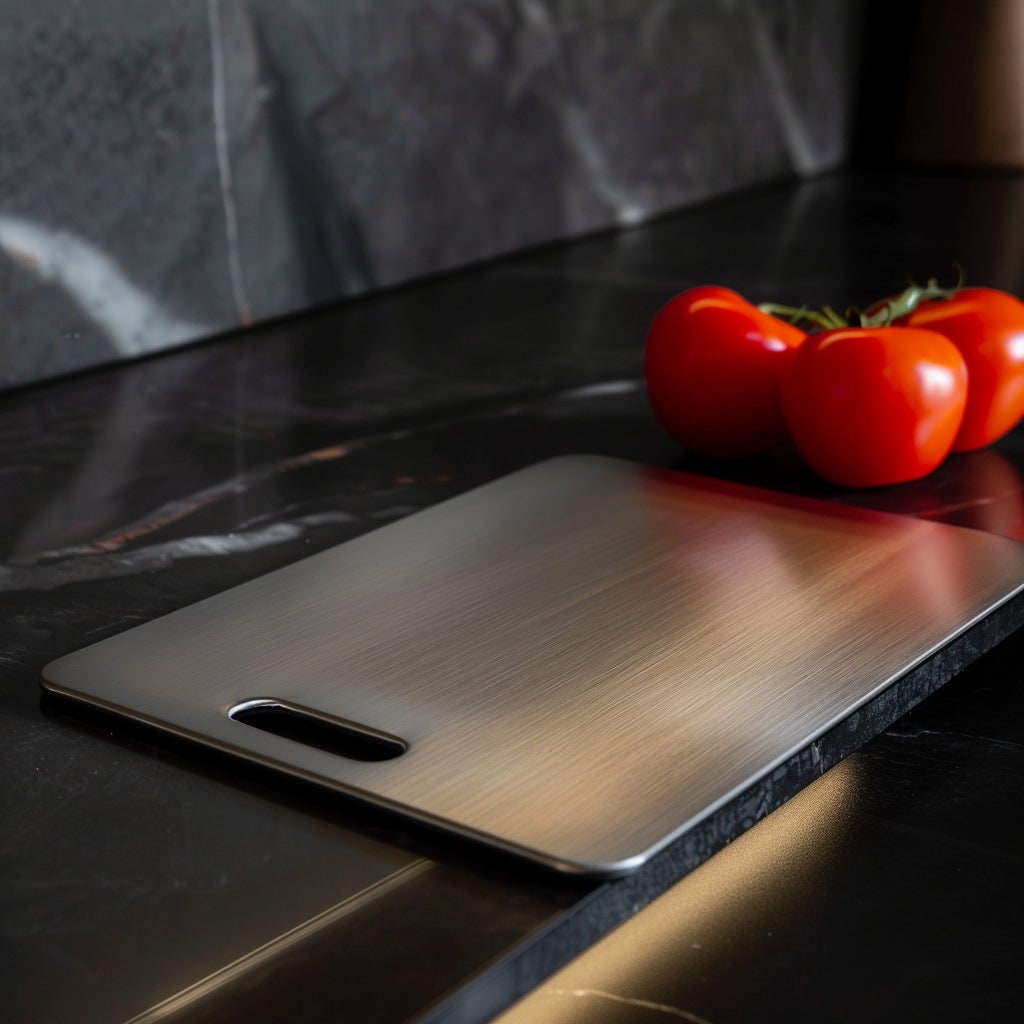 Titanium Stainless Steel Metal Cutting Board Antibacterial Rounded Handle Portable