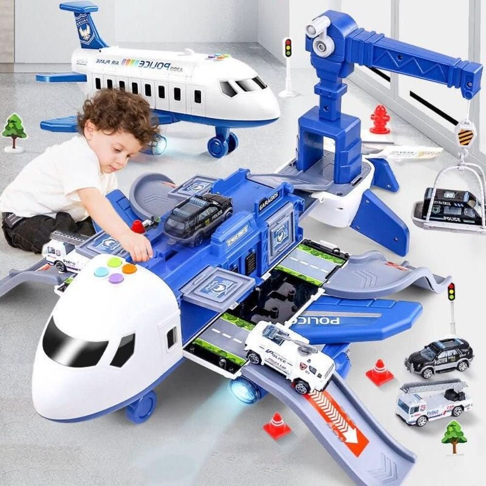 Toy Airplane Playset Foldable Cargo Mini Vehicles Working Crane