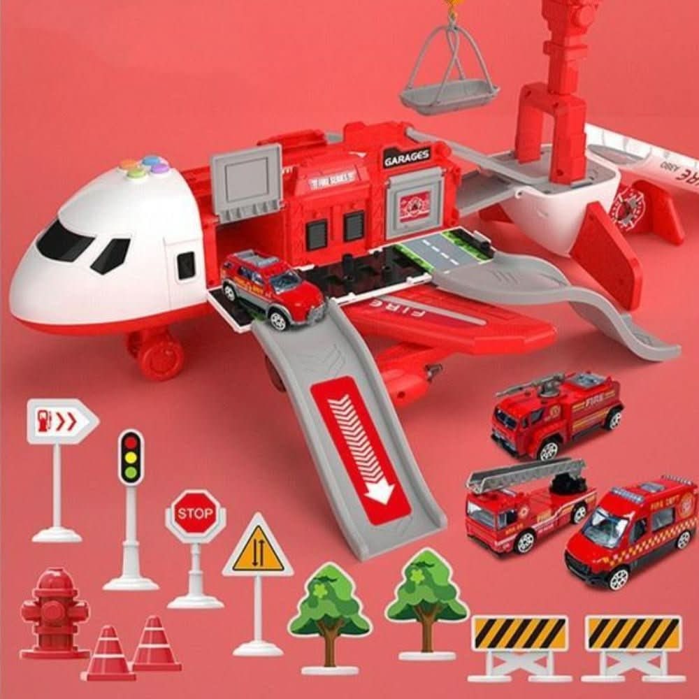 Toy Airplane Playset Foldable Cargo Mini Vehicles Working Crane