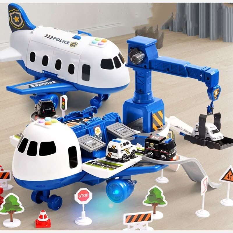 Toy Airplane Playset Foldable Cargo Mini Vehicles Working Crane