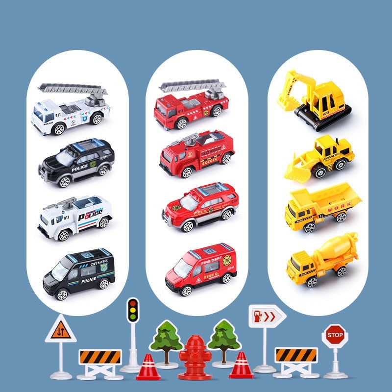 Toy Airplane Playset with Interactive Lights Sounds and Die-Cast Vehicles
