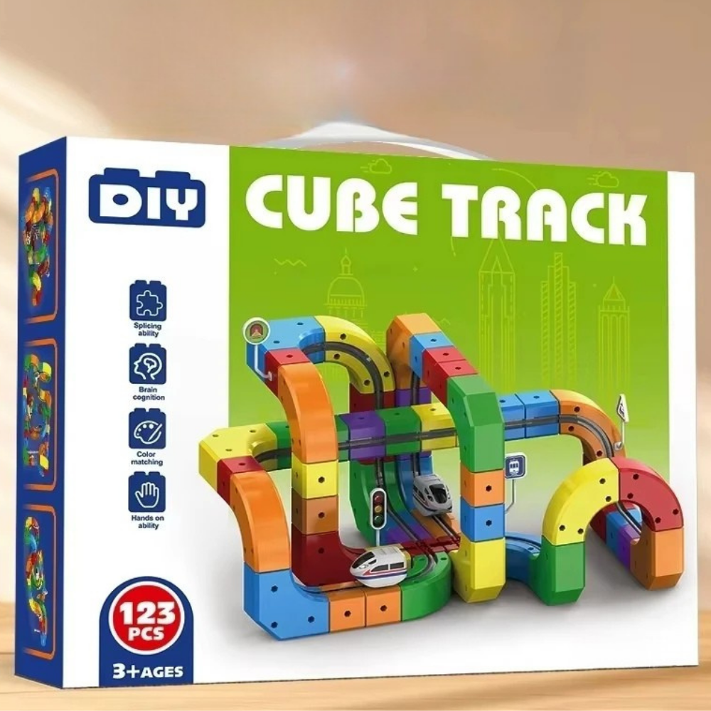 Toy Train Set Electric Building Block Track Rechargeable USB Magnetic