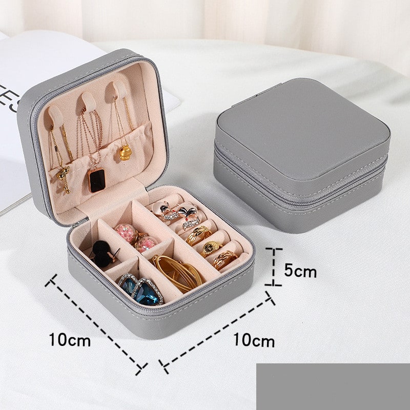 Travel Jewelry Organizer Case with Storage Box Compact Closure and Padded Ring Rolls