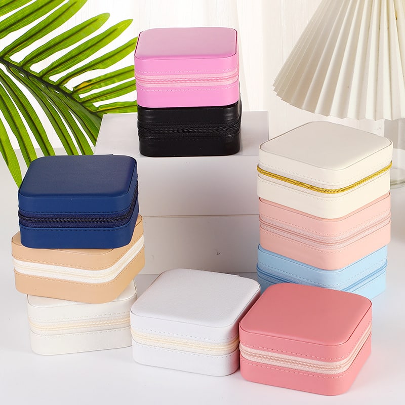 Travel Jewelry Organizer Case with Storage Box Compact Closure and Padded Ring Rolls