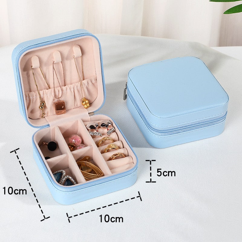 Travel Jewelry Organizer Case with Storage Box Compact Closure and Padded Ring Rolls