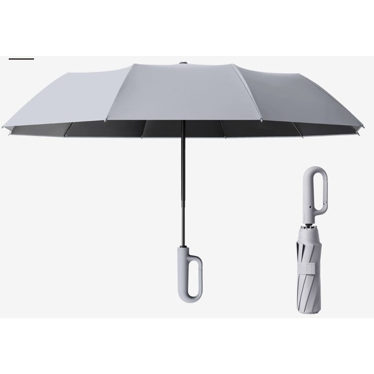 Travel Folding Umbrella with Carabiner Clip Compact Portable Wind Resistant Uv Protection