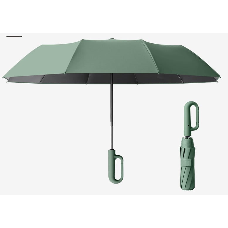 Travel Folding Umbrella with Carabiner Clip Compact Portable Wind Resistant Uv Protection