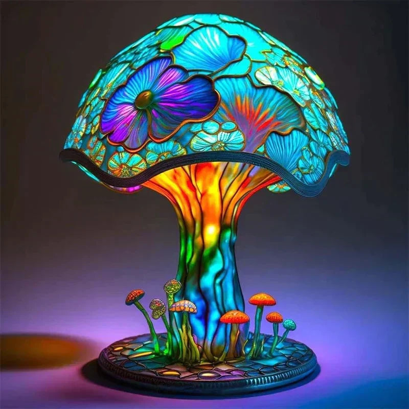 Ambient Stained Glass Table Lamp Vibrant Decorative Glow