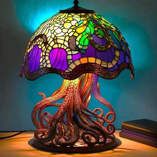Ambient Stained Glass Table Lamp Vibrant Decorative Glow