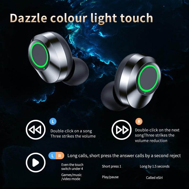 True Wireless Earbuds with Digital Display Charging Case and Bluetooth 5.3