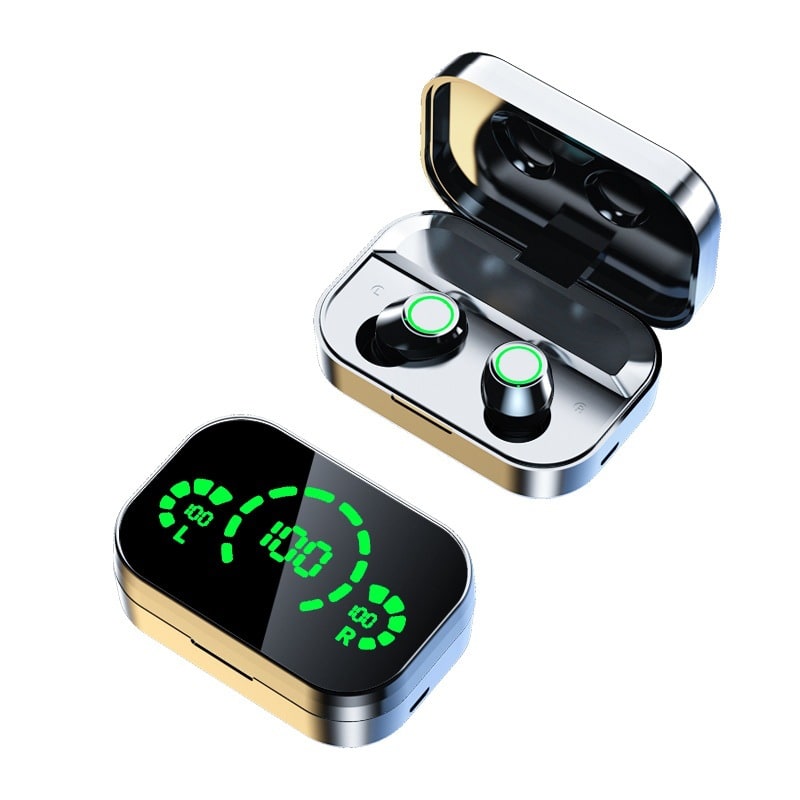 True Wireless Earbuds with Digital Display Charging Case and Bluetooth 5.3