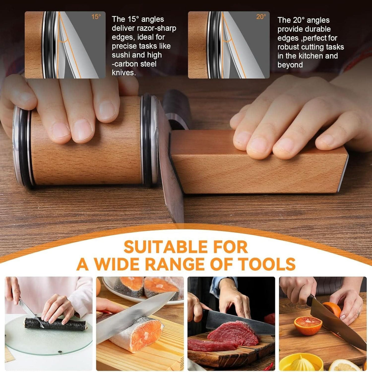 Tumbler Rolling Knife Sharpener Magnetic Angle Guide Wood Portable Diamond