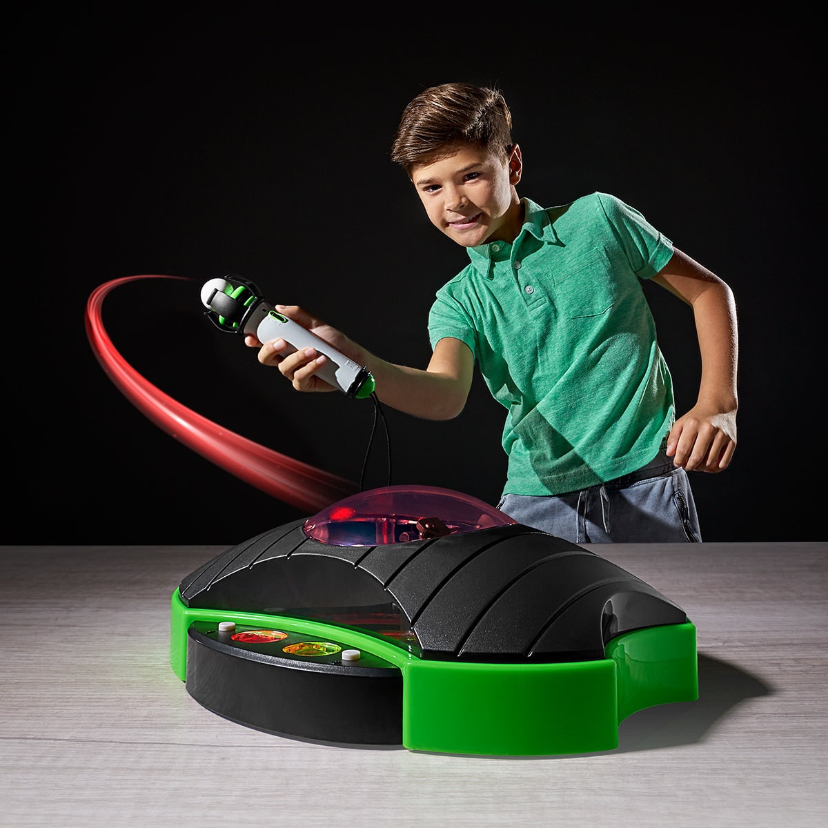 Two Player Virtual Pong Game Tabletop Projector Console with Wireless Controllers