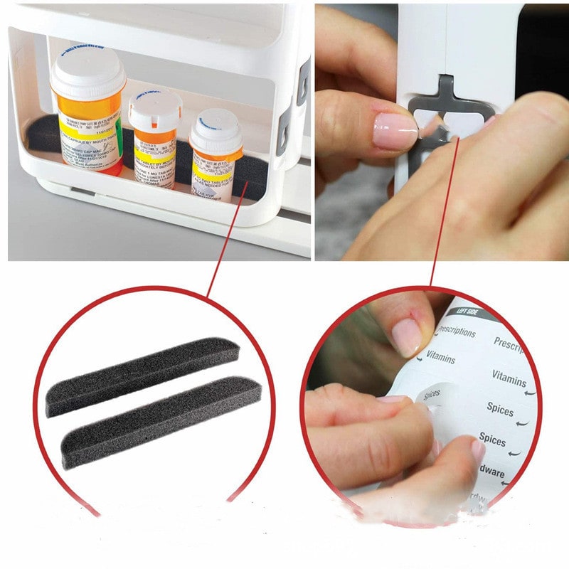 Two-Tier Rotating Spice Rack Organizer for Kitchen Cabinet with Pull-Out Sliding Base