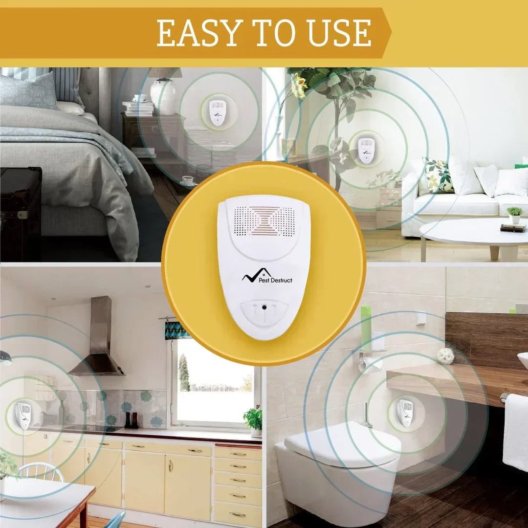 Ultrasonic Pest Repeller Plug Portable LED Indicator Compact White