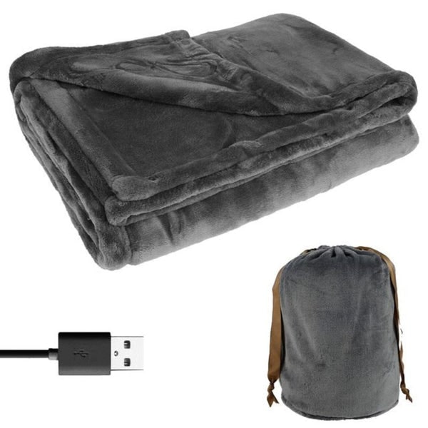 USB Heated Blanket Throw with Cordless Portable Design and Fleece Fabric Queen Size