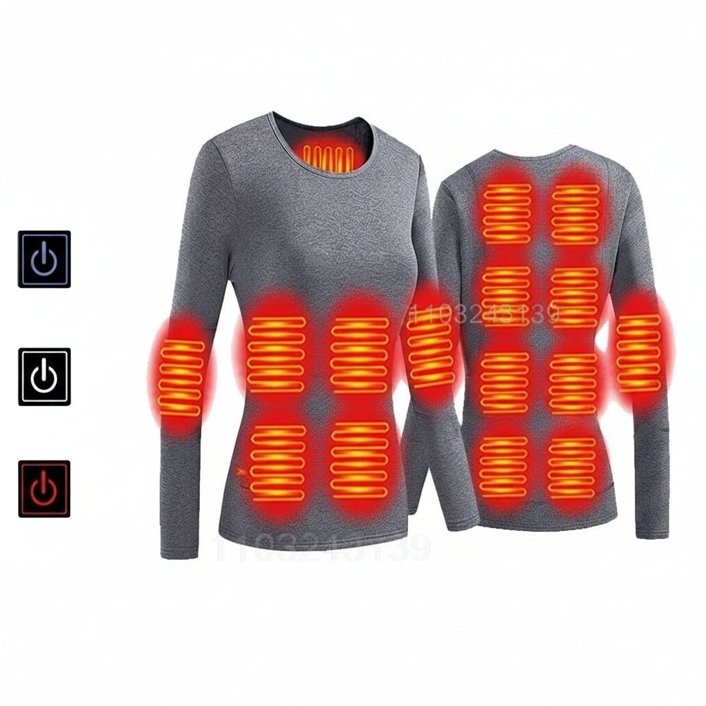 USB Heated Long Johns Thermal Underwear Set with Multiple Heating Zones for Cold Weather