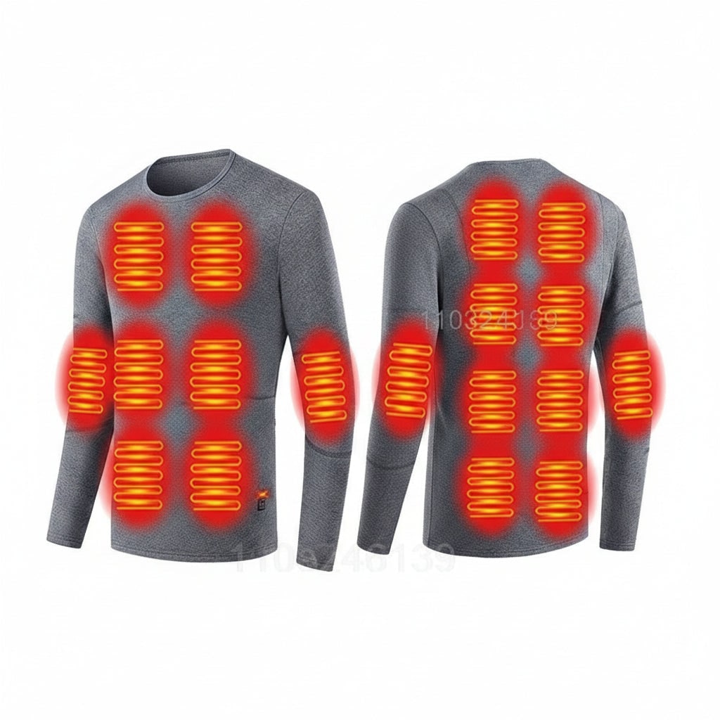 USB Heated Long Johns Thermal Underwear Set with Multiple Heating Zones for Cold Weather