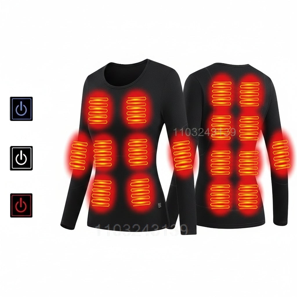 USB Heated Long Johns Thermal Underwear Set with Multiple Heating Zones for Cold Weather