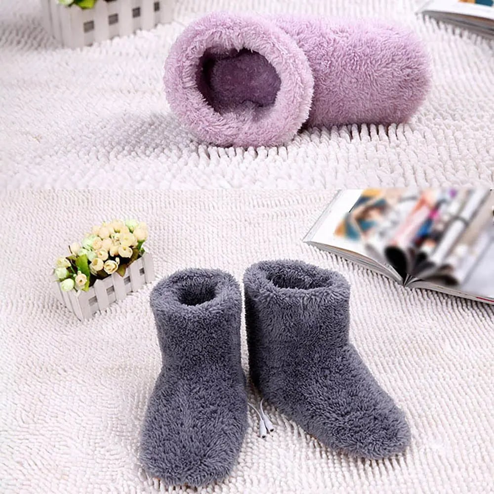 USB Powered Heated Boot House Slippers with Plush Fleece Lining
