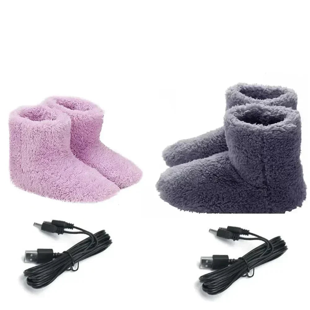 USB Powered Heated Boot House Slippers with Plush Fleece Lining