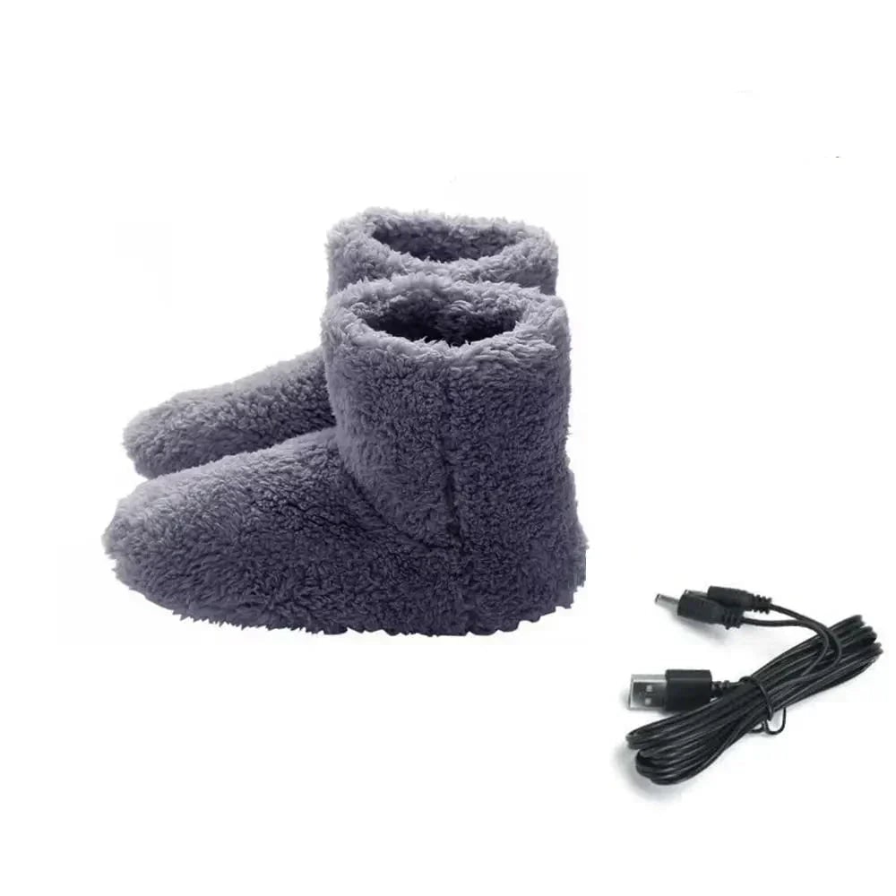 USB Powered Heated Boot House Slippers with Plush Fleece Lining