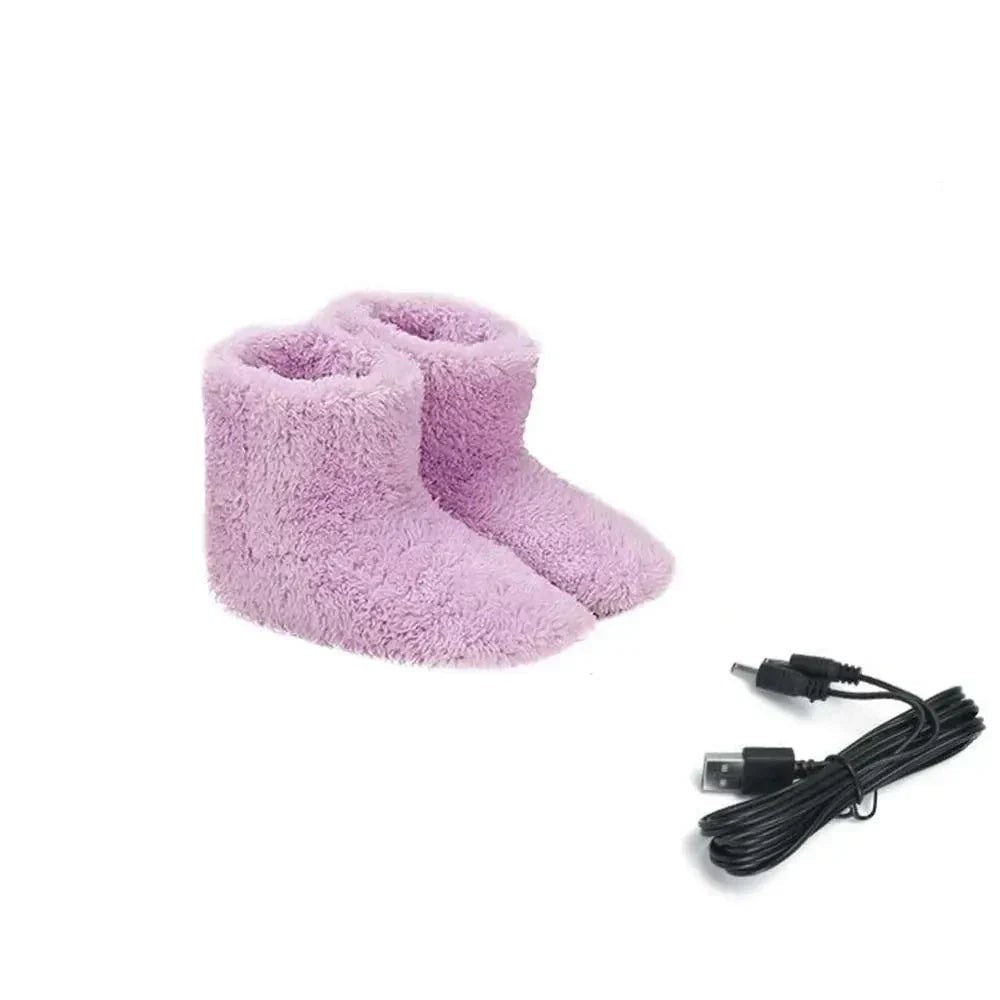 USB Powered Heated Boot House Slippers with Plush Fleece Lining